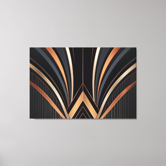 Impressão Em Tela Elegância Geométrica Metálica Art Déco (Frente)