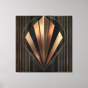 Impressão Em Tela Elegância Geométrica Metálica Art Déco