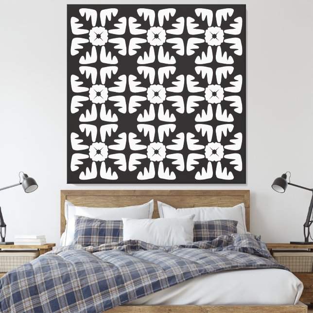 Impressão Em Tela Elegant Black &White  Abstract Pattern (Insitu(Quarto))