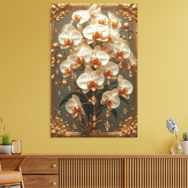 Impressão Em Tela Elegant White Orchid Bouquet (Insitu(Sala de estar))