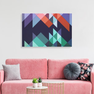 Impressão Em Tela Elegante abstrato Geométrico Marinho Azul Verde M