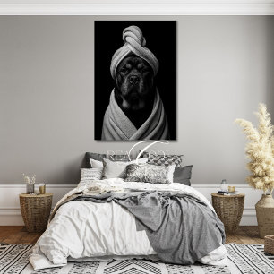 Impressão Em Tela Elegante Arte Canina de "Duke" em Towel Turban