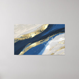 Impressão Em Tela Elegante Blue e Dourada arte Abstrato