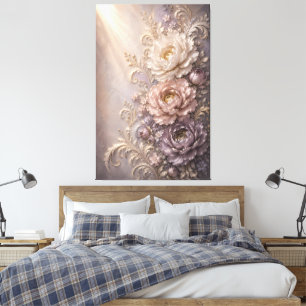 Impressão Em Tela Elegante Design Floral Bloom de Gelo Luxo Estamp