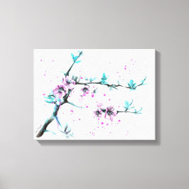 Impressão Em Tela Elegante flor de primavera rosa arte em aquarela