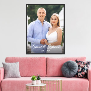 Impressão Em Tela Elegante Foto de Casal Personalizada & Nomes Anive