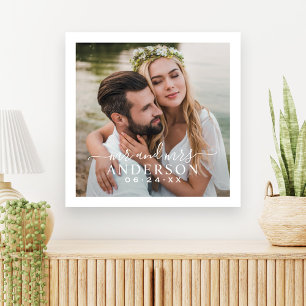 Impressão Em Tela Elegante Fotografia de Casamento com Monograma de 