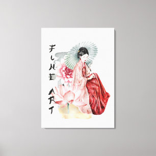 Impressão Em Tela elegante Garota Geisha Japonesa