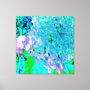 Impressão Em Tela Elegante Hortênsia Limelight Rosa e Azul