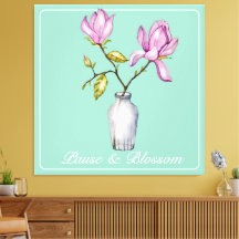 Elegante Magnólia Rosa Aquarela