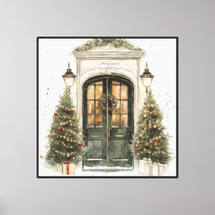 Impressão Em Tela Elegante porta de brownstone de Natal