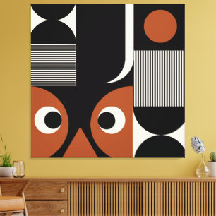 Impressão Em Tela Elegante preto e branco padrão geométrico abstrato