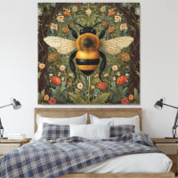 Elegante retro bumblebee boho botânico arte floral