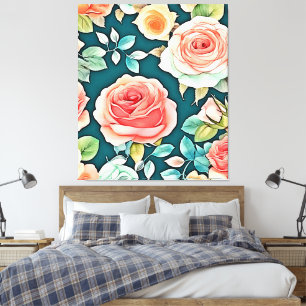 Impressão Em Tela Elegante Rosa Bloom Design