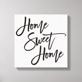 Impressão Em Tela Elegante Script Home Sweet Home Typografia Negra