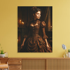 Impressão Em Tela Elegante Senhora Vitoriana Steampunk em Marrom