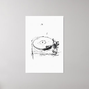 Impressão Em Tela Elegante Turntable com o Notes Sketch - Premium