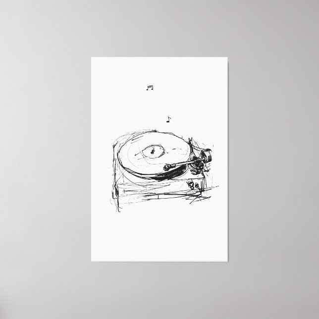 Impressão Em Tela Elegante Turntable com o Notes Sketch - Premium (Frente)