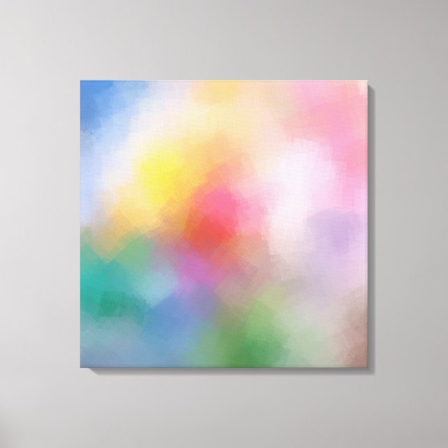 Impressão Em Tela Elegante Vermelho Amarelo Azul Púrpura Abstrato Ve (Frente)