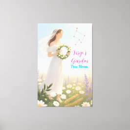 Impressão Em Tela Elegante Virgo Zodiac Celestial Floral Wall Art Gi