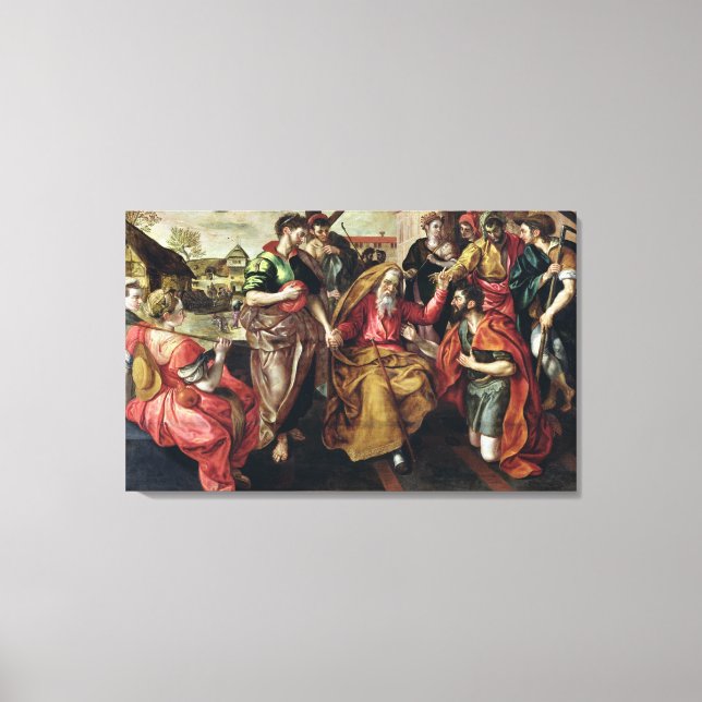 Impressão Em Tela Eliezer Pedindo Rebecca para o Casado Isaac, 1562 (Frente)