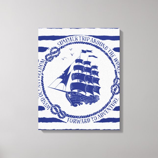 Impressão Em Tela Emblema náutico com navio à vela (Frente)