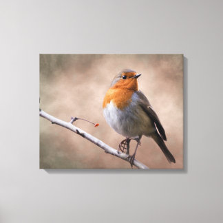 Impressão em Tela Embrulhada Rustic Robin