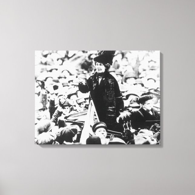 Impressão Em Tela Emmeline Pankhurst Dirigindo-se a uma multidão (Frente)