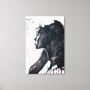 Impressão Em Tela Emoção - Preto e Branco - Pintura em Aquarela