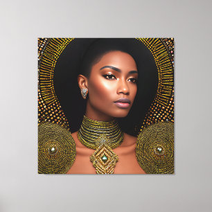 Impressão Em Tela Empoderamento da Elegância Étnica: História Negra