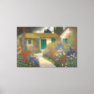 Impressão Em Tela Encantadora Pintura de Paisagem de Cabana Vintage 