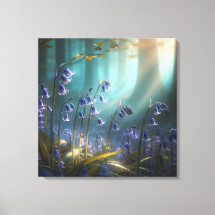Impressão Em Tela Encantamento Bluebell: Balé de luz da floresta
