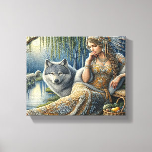 Impressão Em Tela Encantamento Lua na Floresta Mística10x8