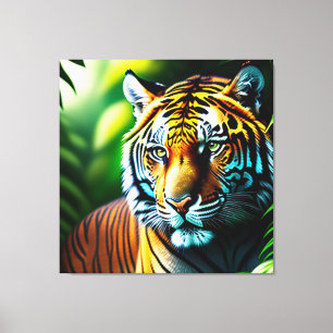 Impressão Em Tela Encantando O Tigre Da Selva - Fúria E Livre