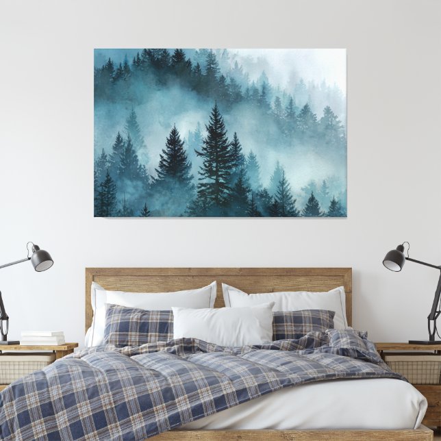 Impressão Em Tela Enchanted Woodland in Blue (Insitu(Quarto))