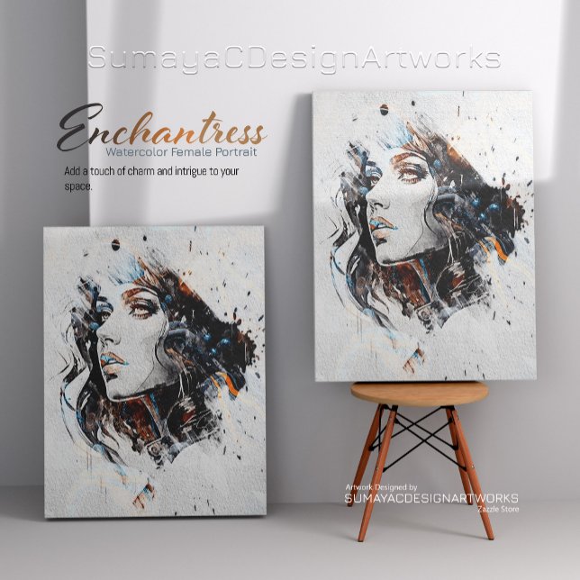 Impressão Em Tela Enchantress Watercolor Retrato fêmea | (Criador carregado)