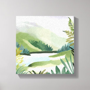 Impressão Em Tela Encosta Exuberante Pintura da Natureza em Aquare