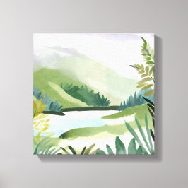 Impressão Em Tela Encosta Exuberante | Pintura da Natureza em Aquare