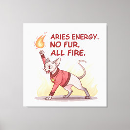Impressão Em Tela Energia de Áries Gato Sphynx Sem Pelo Toda Fogo Ar