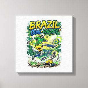 Impressão Em Tela Energia do Gol do Brasil Esqueleto Atacante Nações