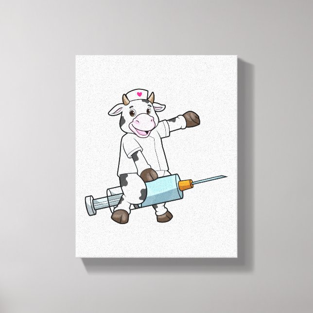 Impressão Em Tela Enfermeira com Coração e Seringa (Frente)