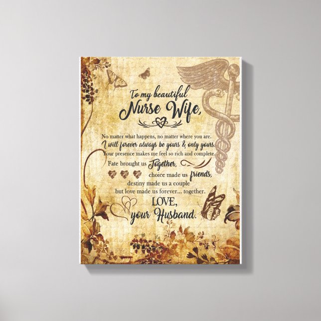 Impressão Em Tela Enfermeira Esposa Presente | Carta À Minha Bela Es (Frente)