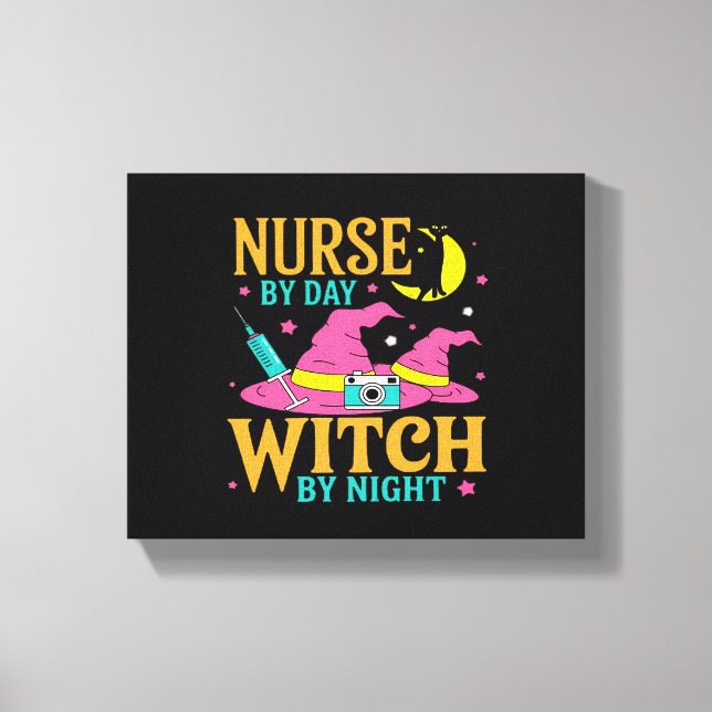 Impressão Em Tela Enfermeira por dia, Bruxa por Noite Clássica do Di (Frente)