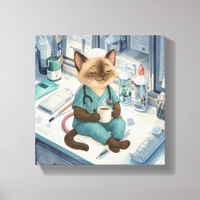 Impressão Em Tela Enfermeira que faça uma pausa para café (Frente)