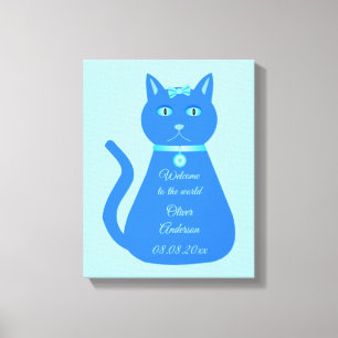 Impressão Em Tela Enfermeiro Personalizado De Gato De Bebê Azul E Bo