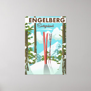 Impressão Em Tela Engelberg Suiça ski poster