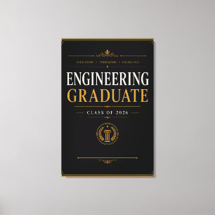 Impressão Em Tela Engenheiro Graduado 2026 Arte Dourada Elegante