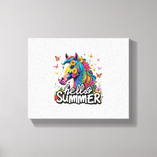 Impressão Em Tela Engraçado Alô Horse de Verão