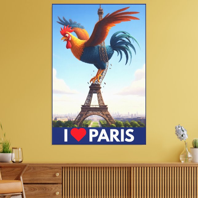 Impressão Em Tela Engraçado 'Eu Amo Paris' (Insitu(Sala de estar))
