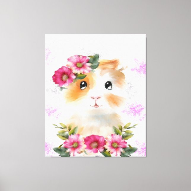 Impressão Em Tela Engraçado Porco De Bebê Com Pássaros De Presente D (Frente)